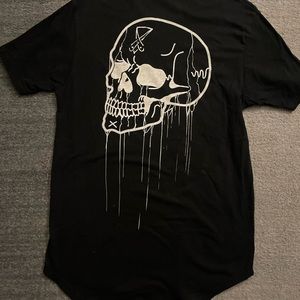 Men’s Blackcraft Cult Oversized Short Sleeved Drip Skull Baseball Tee